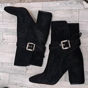 Vince Camuto Damefaris Mid Calf Black Suede Boots
